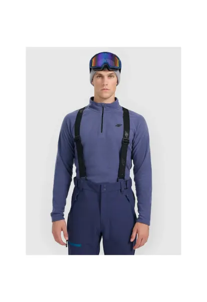 Hanorac sport  fleece termoactiv - pentru barbati - guler inalt - croiala slim - Albastru