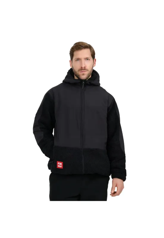 Hanorac sport polar sherpa - gluga - negru - material moale
