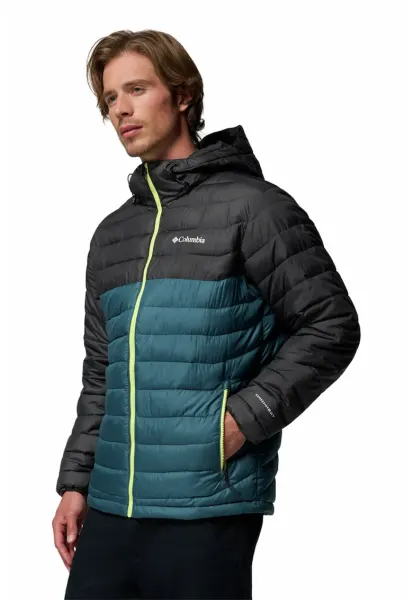 Jacheta cu gluga pentru trekking Powdewr Lite II - Negru/Albastru petrol