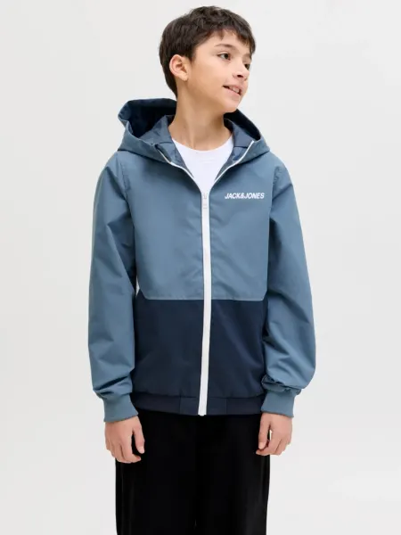Jack & Jones Jacheta softshell, baieti, cu gluga, Regular fit, Albastru (SELECTATI MARIMEA: 164 cm)