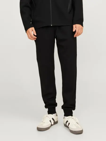 Jack & Jones Pantaloni de trening barbati, cu talie medie, Slim fit, JPSTWILL FUSION, Negru (SELECTATI MARIMEA: L)