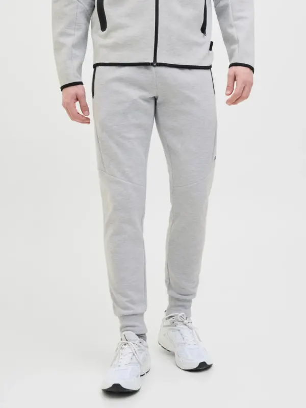Jack & Jones Pantaloni de trening barbati, cu talie medie, Slim fit, JPSTWILL FUSION, Gri deschis (SELECTATI MARIMEA: 2XL)