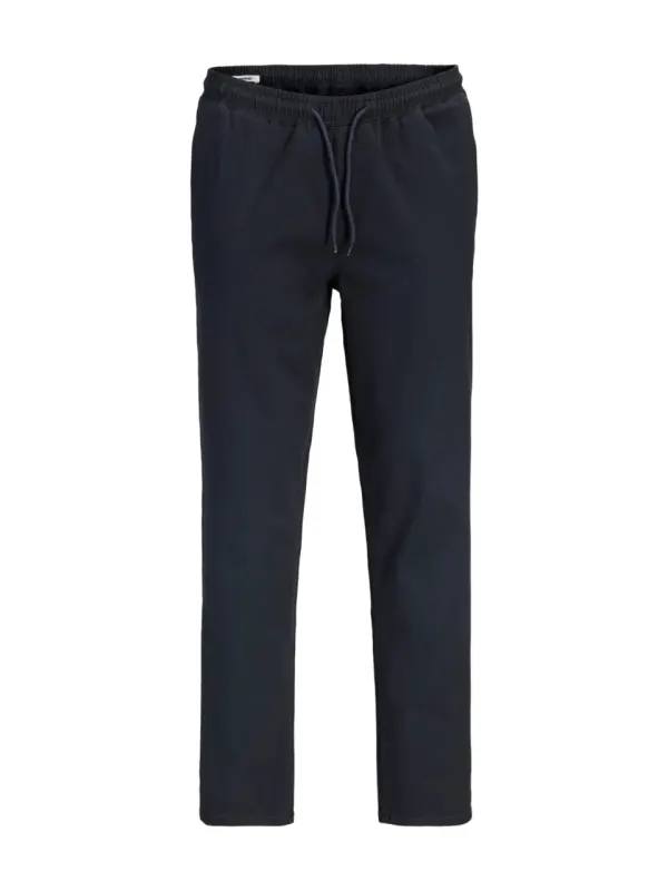 Jack & Jones, Pantaloni jogger barbati, din bumbac, cu talie medie, Tapered Fit, jpstace dylan, Bleumarin inchis (SELECTATI MARIMEA: M)