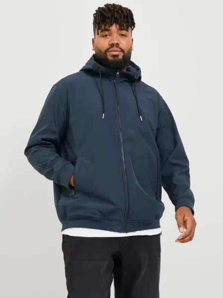 Jack & Jones Plus Jacheta softshell cu gluga barbati big sizes, Bleumarin inchis (SELECTATI MARIMEA: 6XL)