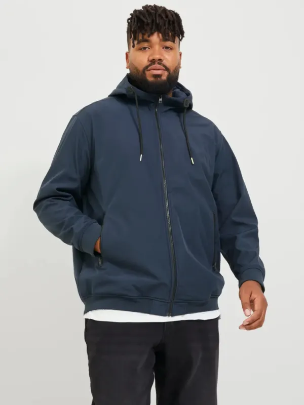Jack & Jones Plus Jacheta softshell cu gluga barbati big sizes, Bleumarin inchis (SELECTATI MARIMEA: 6XL)