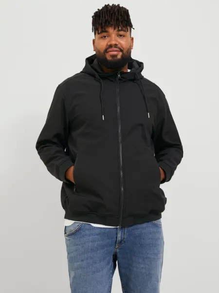 Jack & Jones Plus Jacheta softshell cu gluga barbati big sizes, Negru (SELECTATI MARIMEA: 6XL)