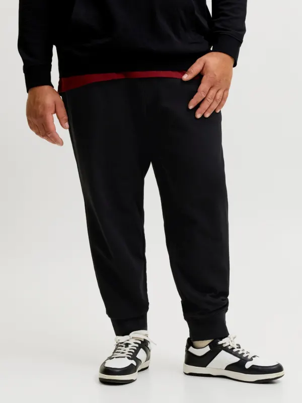 Jack & Jones Plus Pantaloni de trening barbati big sizes, JPSTGORDON, Regular fit, Negru (SELECTATI MARIMEA: 44)