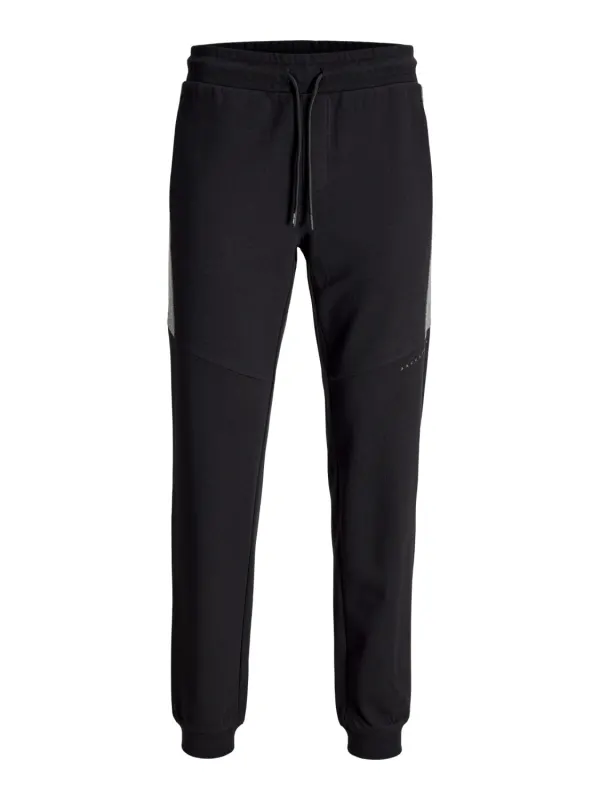 Jack & Jones Plus Pantaloni de trening barbati big sizes, Regular Fit, cu talie medie, JPSTGORDON, Negru (SELECTATI MARIMEA: 48)