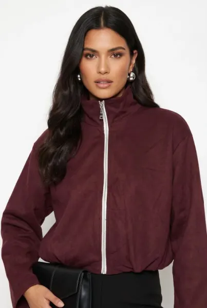 Lorna Zip Jacket in Burgundy - BURGUNDY / L