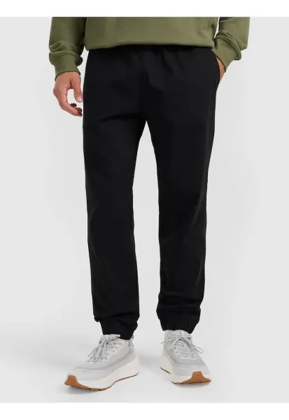 Pantaloni barbati -  jogger - talie reglabila - negru - bumbac