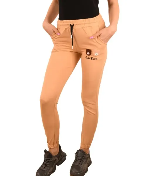 Pantaloni bej Cute Bears pentru dama - cod 45581