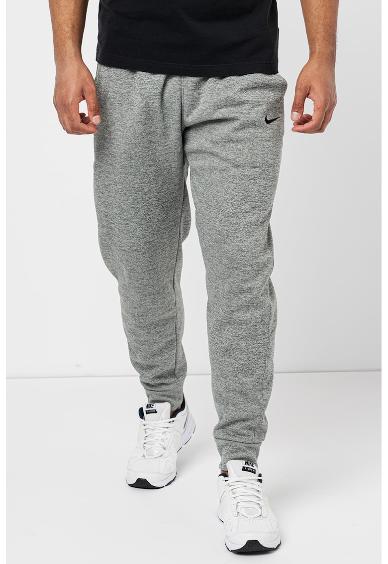 Pantaloni conici cu logo - pentru fitness - Gri melange