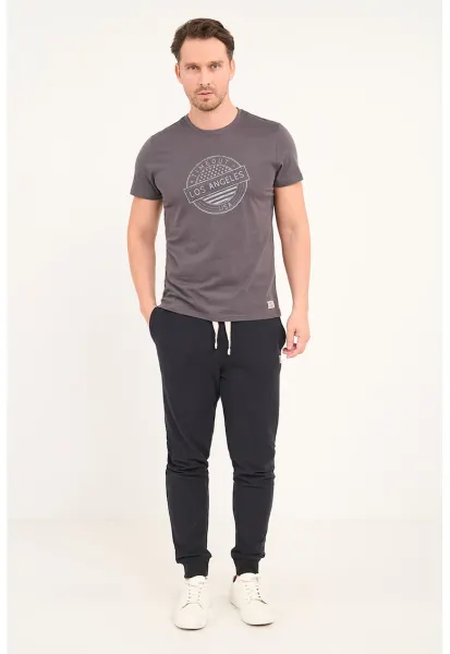 Pantaloni conici de trening cu snur - Negru