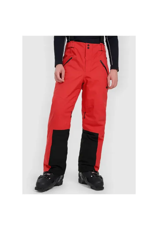 Pantaloni de schi barbati - poliester - negru/rosu