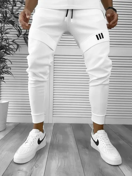 Pantaloni de trening alb conici 12259 D4-4.2