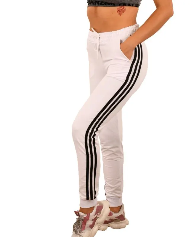 Pantaloni de trening alb cu dungi - cod 44219