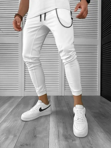 Pantaloni de trening albi conici 12606 O2-5.3