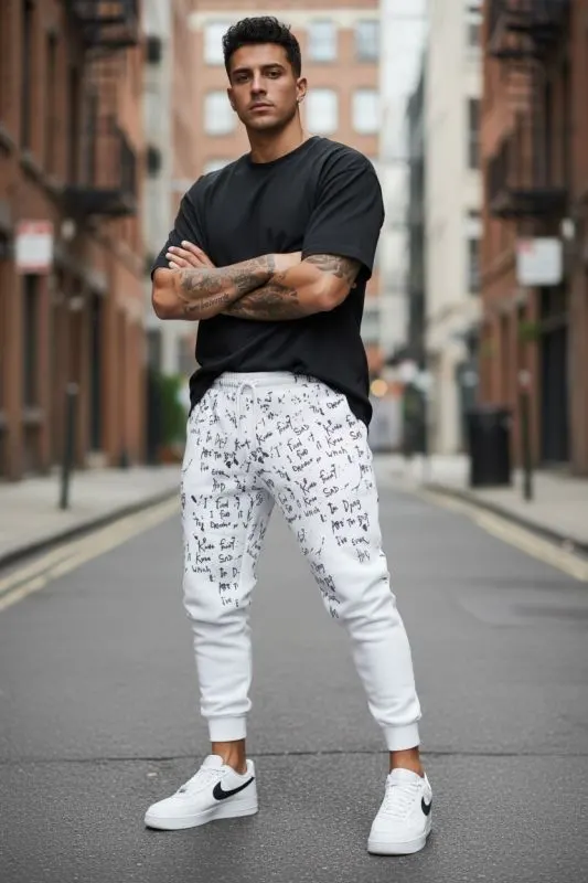 Pantaloni de trening albi conici 172 16-5
