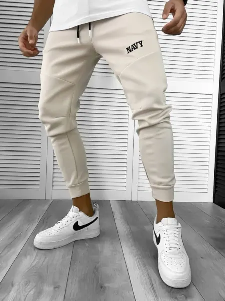Pantaloni de trening bej, silon,  conici 12376 29-3.2