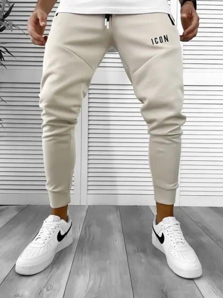 Pantaloni de trening bej  silon   conici 12377 D2-1.2