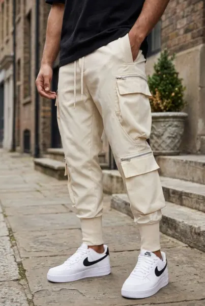 Pantaloni de trening cargo  bej  conici y224 D5-3.1