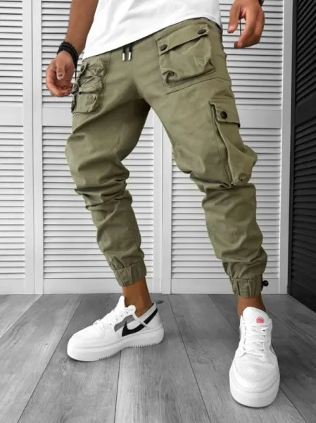 Pantaloni de trening cargo, kaki, conici Y310 15-3.1