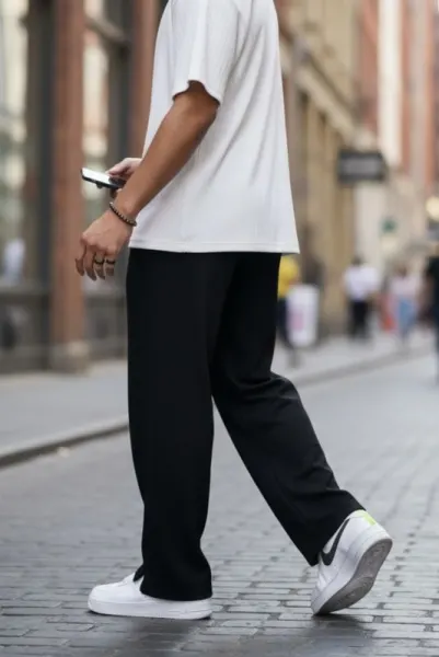 Pantaloni de trening cargo  negri  conici Y125 19-2