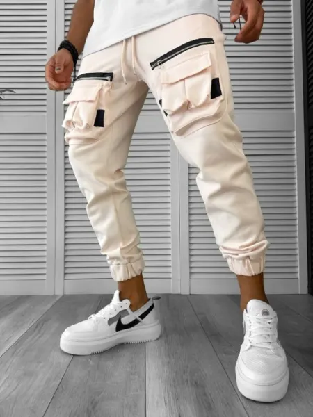 Pantaloni de trening cargo  roz  conici Y256 33-4.3