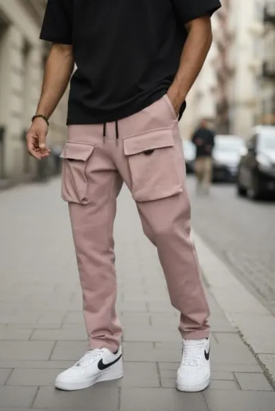 Pantaloni de trening cargo  roz  Y198 P18-5.3