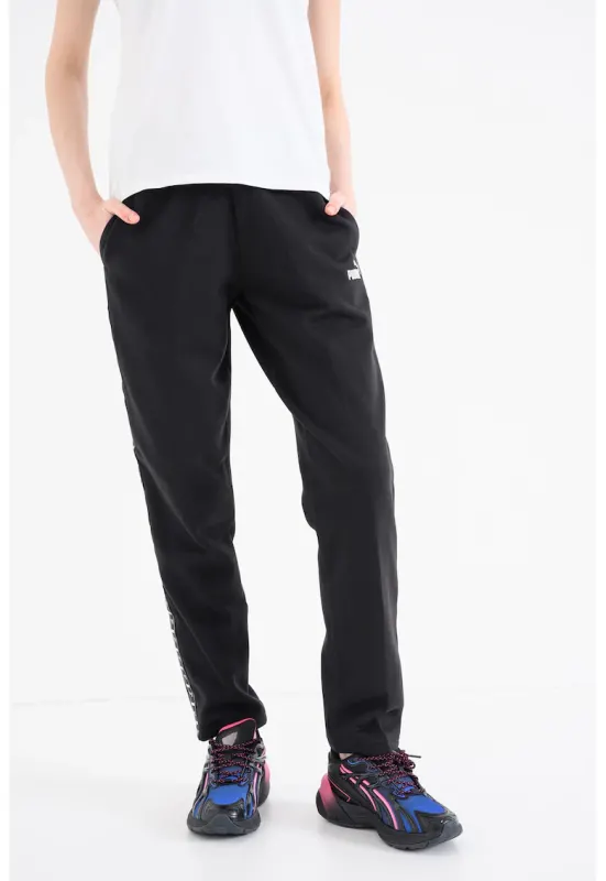 Pantaloni de trening cu benzi laterale cu logo Essentials - Negru/Alb murdar
