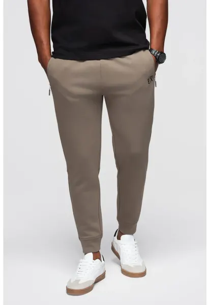 Pantaloni de trening cu buzunare cu fermoar - Maro taupe