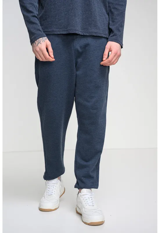 Pantaloni de trening cu buzunare laterale - Bleumarin