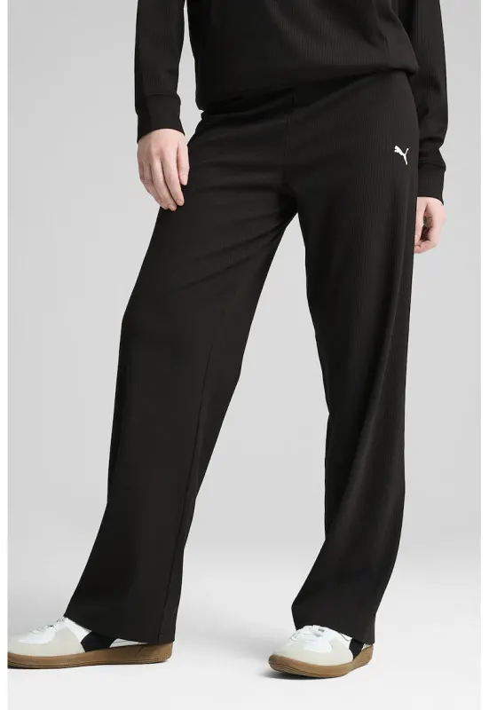 Pantaloni de trening cu croiala ampla si logo - Negru