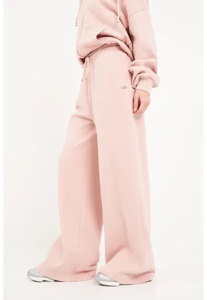 Pantaloni de trening cu croiala ampla si snur de ajustare - Roz pastel
