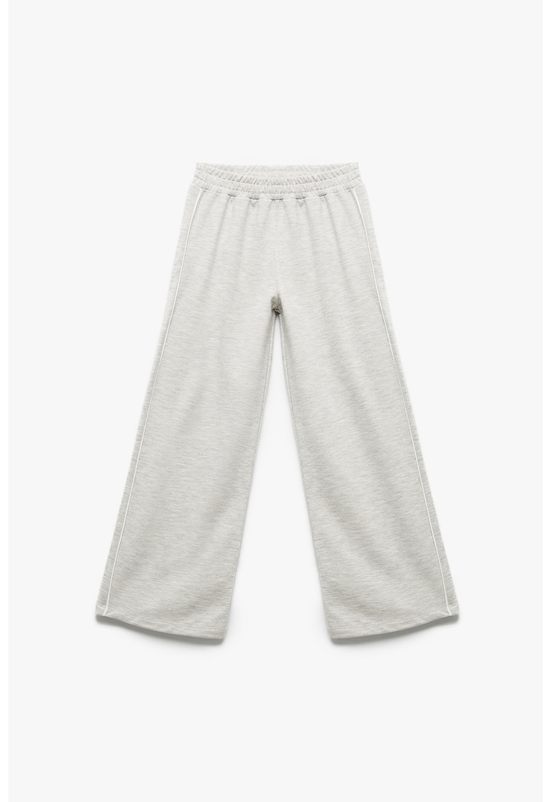 Pantaloni de trening cu croiala ampla si talie elastica - Gri deschis melange