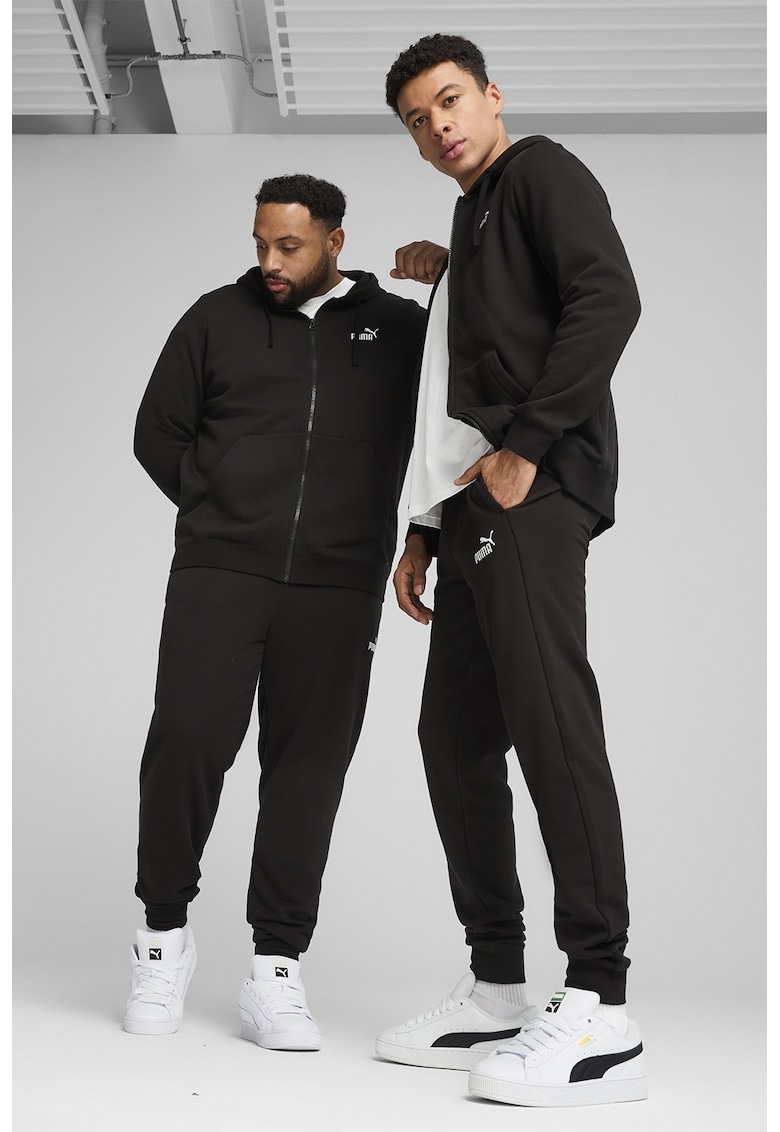 Pantaloni de trening cu croiala conica si buzunare laterale - Negru