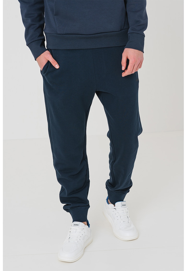 Pantaloni de trening cu croiala conica si snur de ajustare - Bleumarin