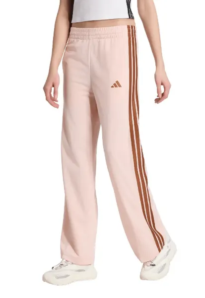 Pantaloni de trening cu croiala dreapta si logo - Maro/Roz deschis