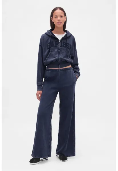 Pantaloni de trening cu croiala evazata Vintage - Albastru inchis