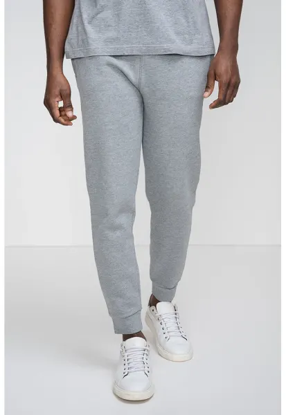 Pantaloni de trening cu croiala slim-fit si snur - Gri melange