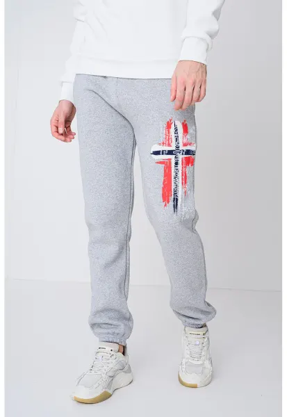 Pantaloni de trening cu design grafic Matuvu - Gri deschis melange