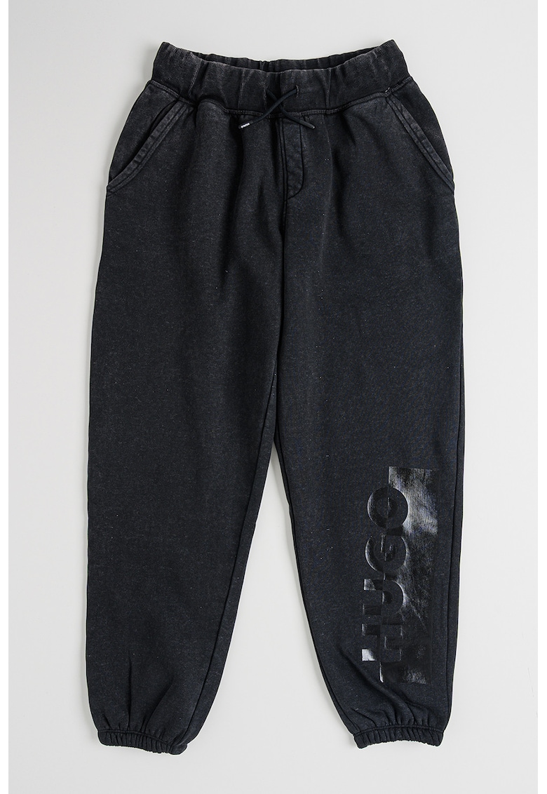 Pantaloni de trening cu imprimeu logo - Negru