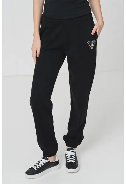 Pantaloni de trening cu logo brodat - Negru/Alb optic