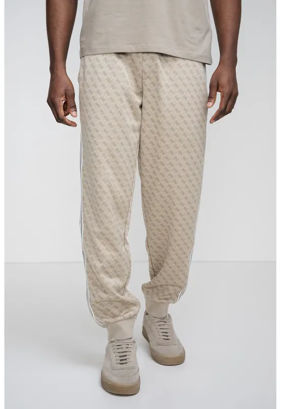 Pantaloni de trening cu logo - pentru fitness - Alb/Maro taupe deschis/Grej