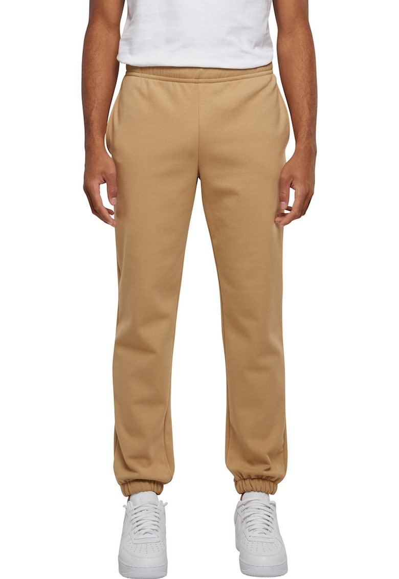 Pantaloni de trening cu model uni si talie ajustabila - Caramel
