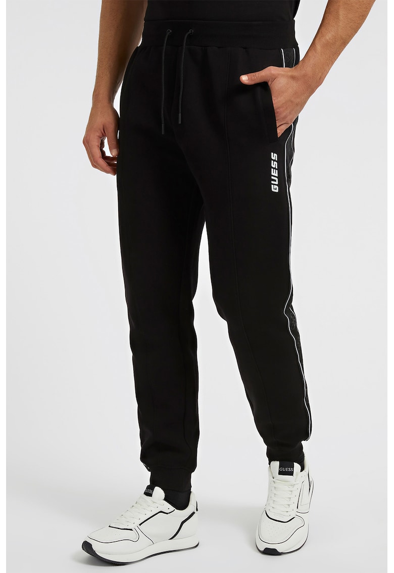 Pantaloni de trening cu monograma laterala - Negru
