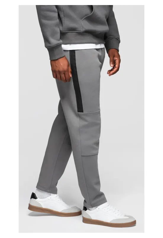 Pantaloni de trening cu picior drept si detalii elastice OM-PASK-0281 - Gri