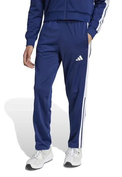 Pantaloni de trening cu slituri cu capse pe glezna - Albastru inchis/Alb optic