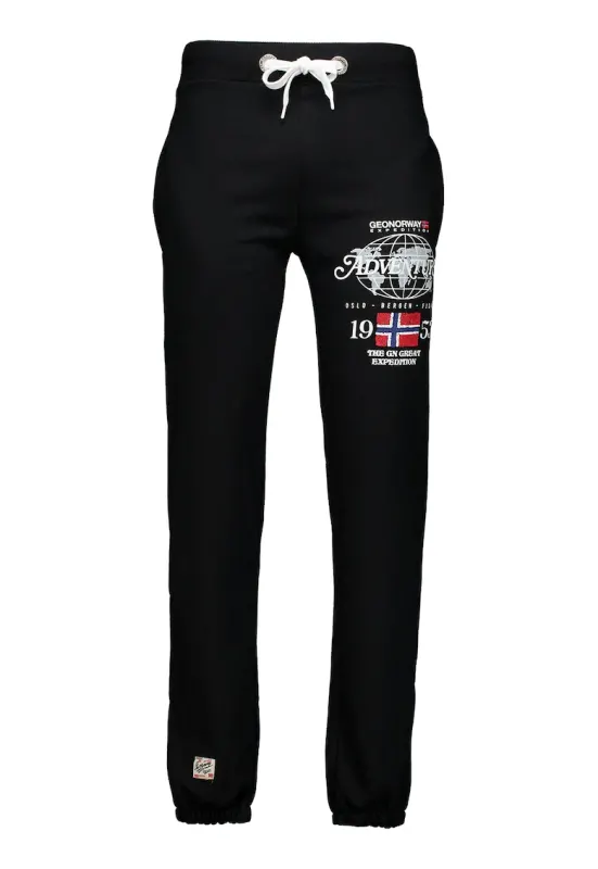 Pantaloni de trening cu snur in talie si imprimeu Molkovitz - Negru