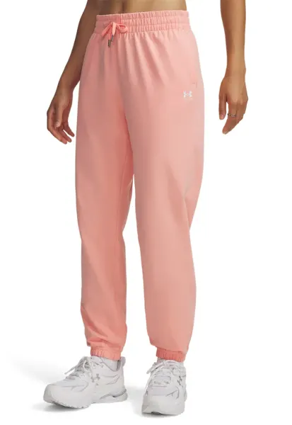 Pantaloni de trening cu snur in talie si talie inalta - Roz pastel